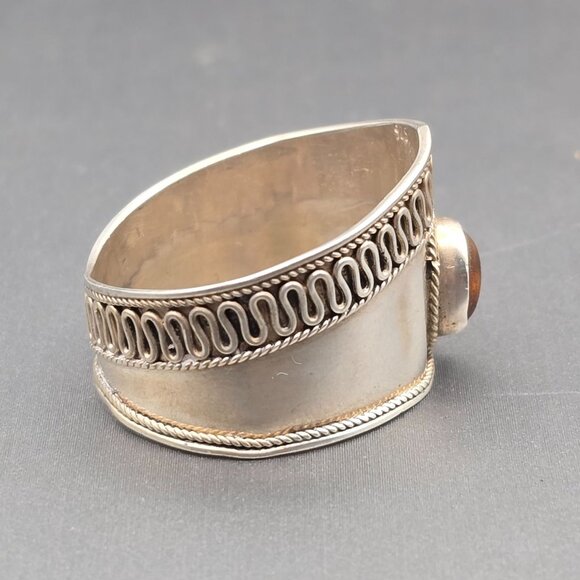 VTG Sterling Silver 925 Baltic Amber Ring Size 13.5 Wide Band Turkish Style 3.95 - Picture 4 of 10